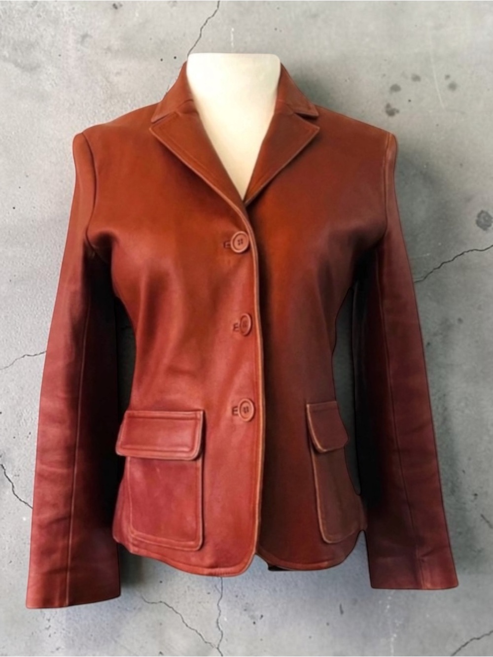 VTG THEORY COGNAC LEATHER JACKET MITCHELLS WESTPORT Size 12